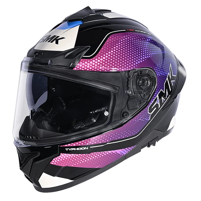 SMK Typhoon Mystic Gloss Black Pink Blue (GL295) Helmet