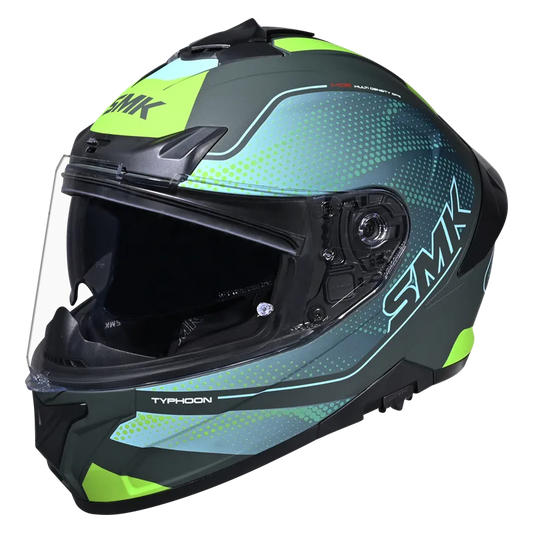 SMK Typhoon Mystic Gloss Green Yellow (GL884) Helmet