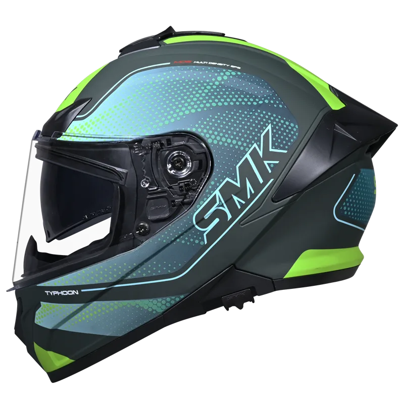 SMK Typhoon Mystic Gloss Green Yellow (GL884) Helmet