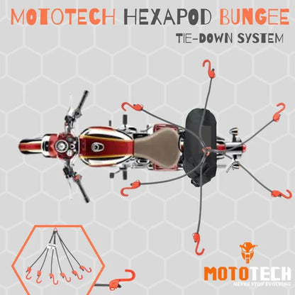 MOTOTECH  Hexapod Bungee Tie-down System - 32" / 80cms - Grey + Orange