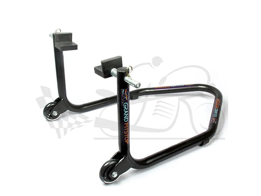 Non-Dismantable Standard Rear Paddock Stand with Skate Wheels - Black - (Bike Wt upto: 250 kgs)