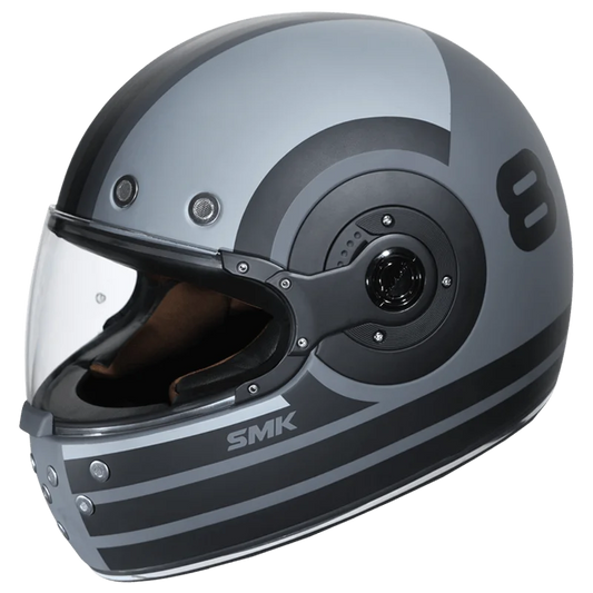 SMK Retro Ranko Glossy Grey Helmet – GL626