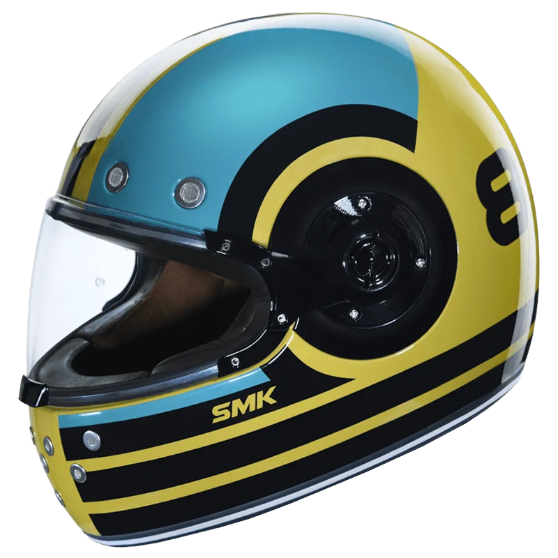 SMK Retro Ranko Glossy Yellow & Blue Helmet – GL428