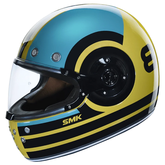 SMK Retro Ranko Glossy Yellow & Blue Helmet – GL428