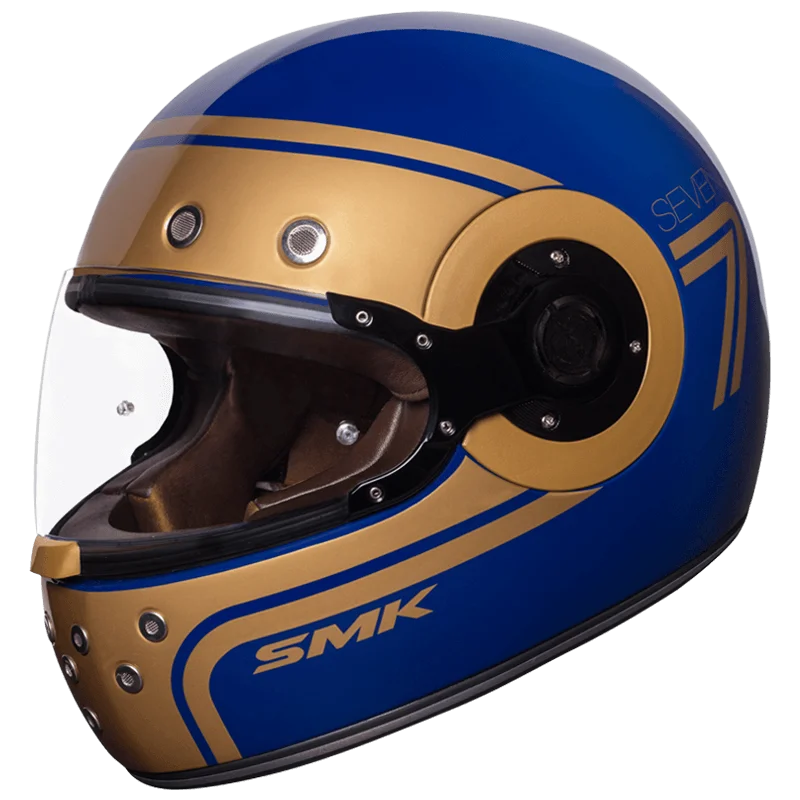 SMK Retro Seven Matt Gold Blue (MA540) Helmet