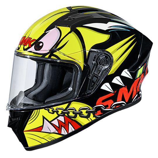 SMK Stellar Monster Glossy Yellow & Black Helmet  MA243