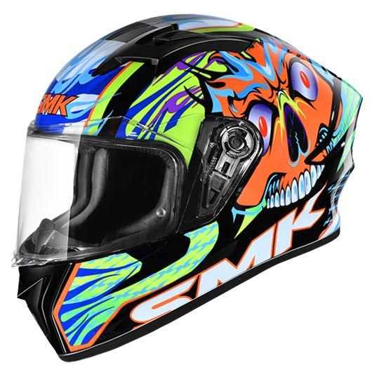 SMK Stellar Skull Glossy Multicolor Helmet - GL274