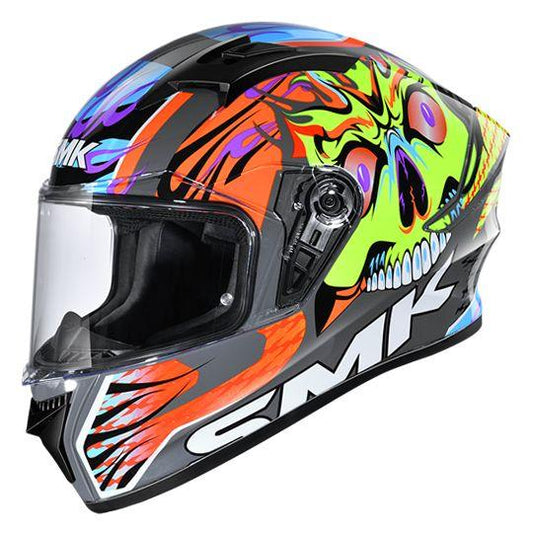 SMK Stellar Skull Glossy Multicolor Helmet - GL647