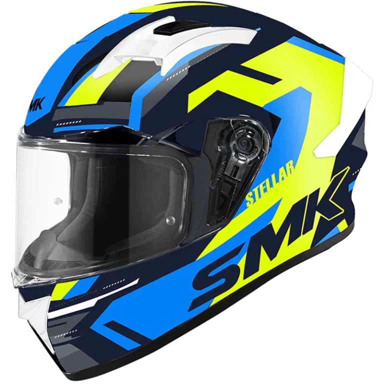 SMK Stellar Sports K Power Matt Black Yellow Blue (MA245) Helmet