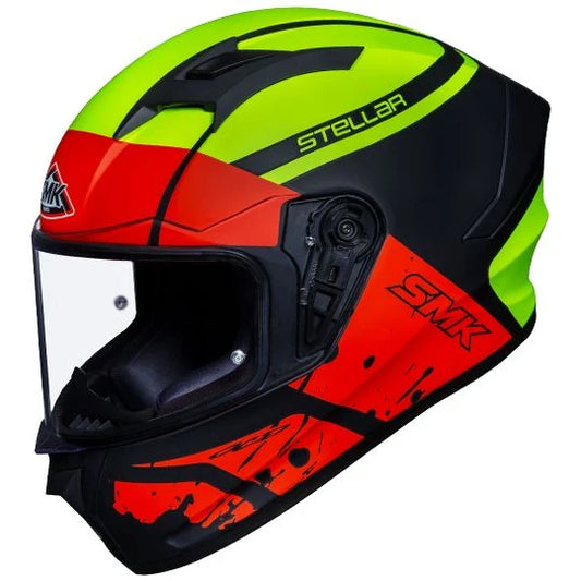 SMK Stellar Squad Matt Black & Orange Helmet - MA234