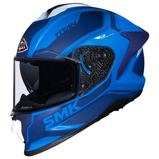 SMK Titan Arok Matt Blue & White Helmet - MA551