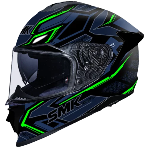 SMK Titan Panther Gloss Black Blue Green (GL258) Helmet