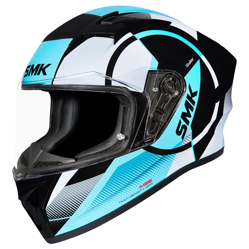 SMK Stellar Sports Faro Matt White Black Blue (MA215) Helmet