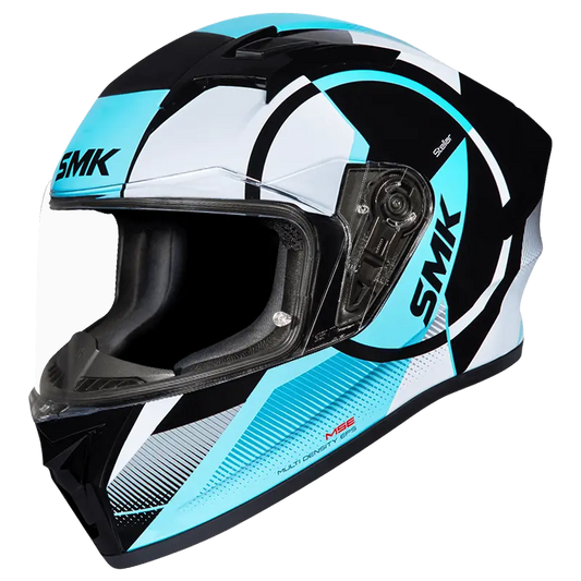 SMK Stellar Sports Faro Matt White Black Blue (MA215) Helmet