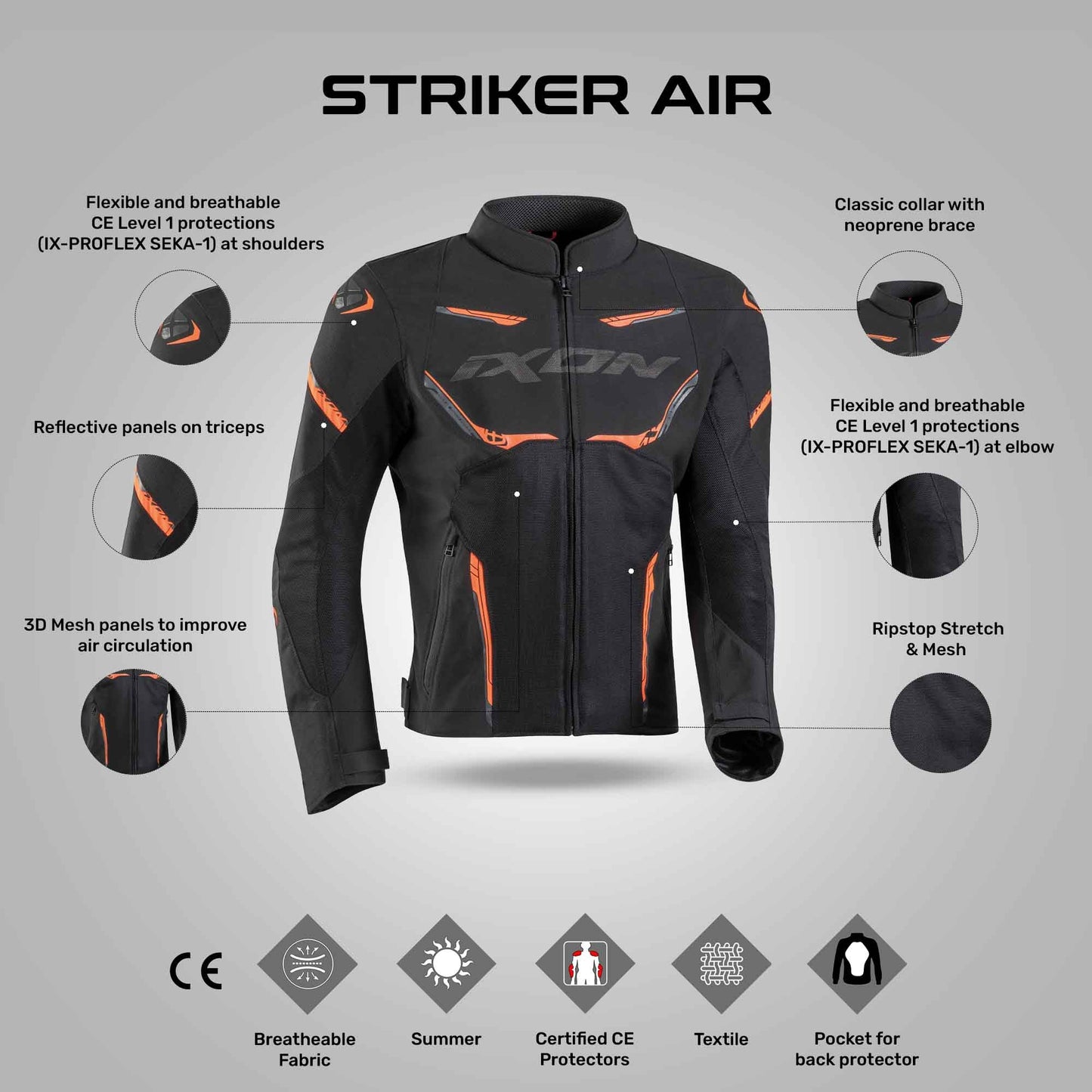 Striker Air Jacket - Black/Orange