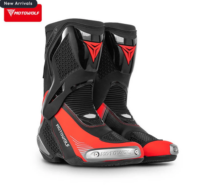 MOTOWOLF BO1 Racing Motorcycle Riding Boots For Unisex - BLACK RED
