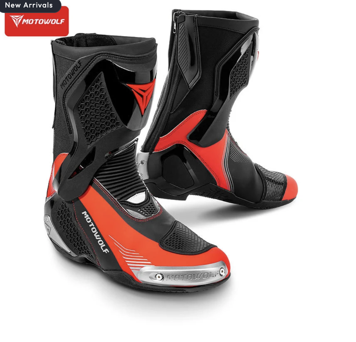 MOTOWOLF BO1 Racing Motorcycle Riding Boots For Unisex - BLACK RED