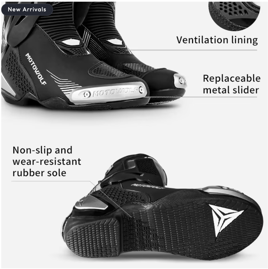 MOTOWOLF BO1 Racing Motorcycle Riding Boots For Unisex - BLACK RED