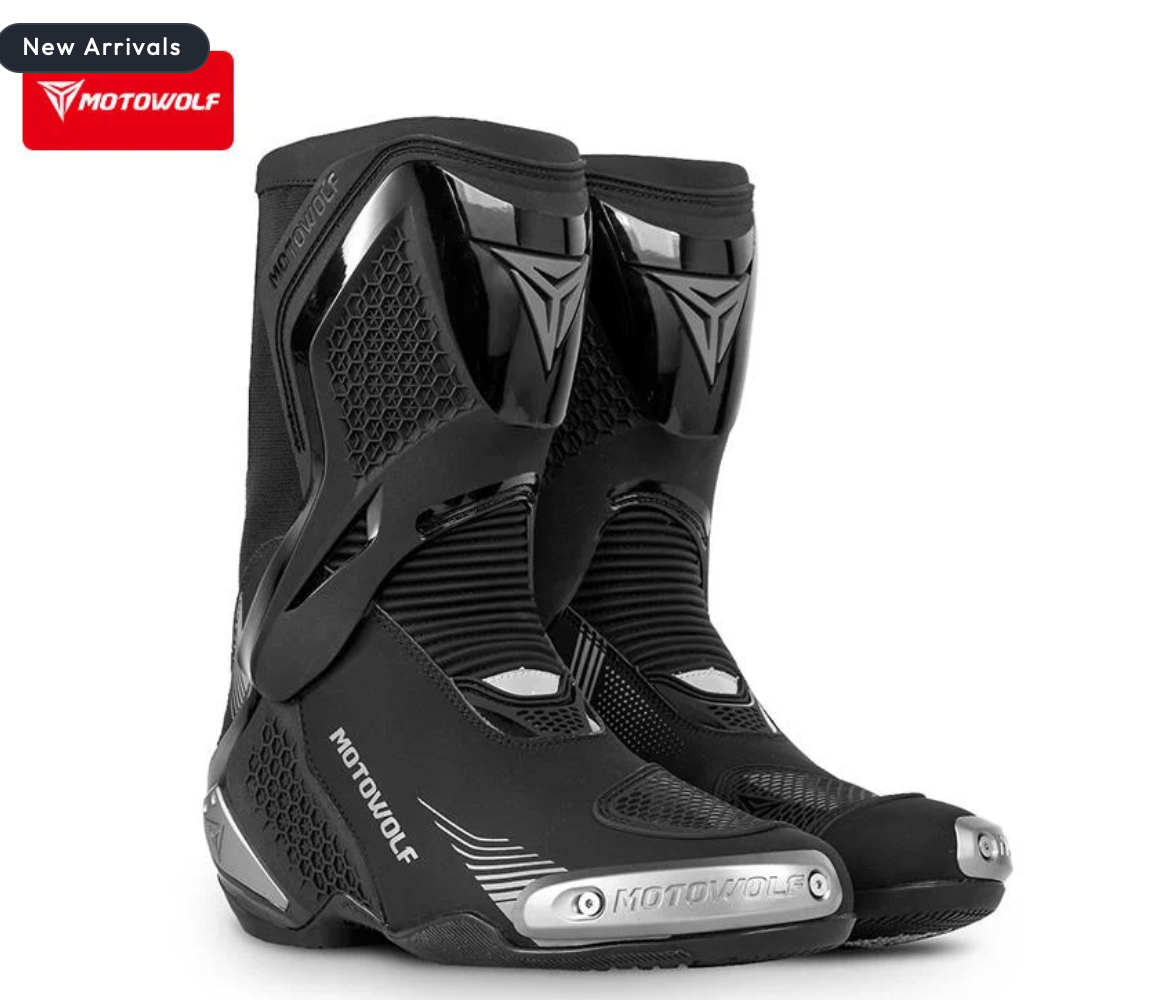 MOTOWOLF BO1 Racing Motorcycle Riding Boots For Unisex - BLACK