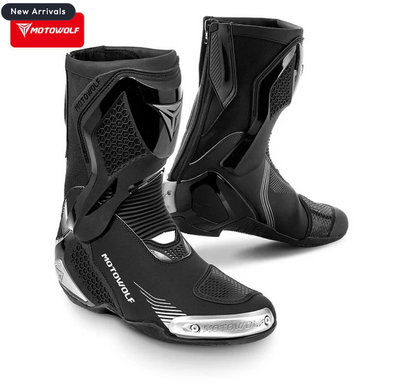 MOTOWOLF BO1 Racing Motorcycle Riding Boots For Unisex - BLACK
