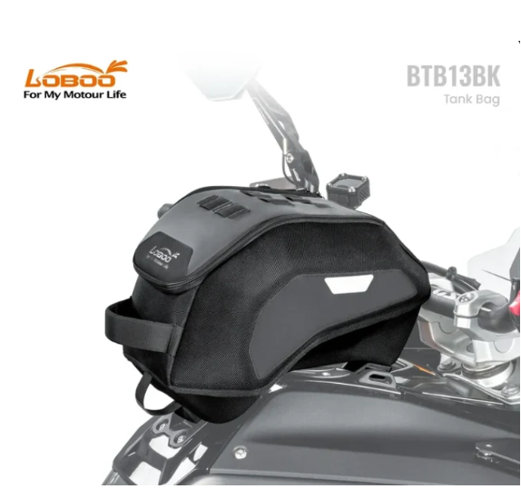 LOBOO BTB13BK Motorcycle Tank Bag With Anti-Theft Quick-Release System And Rain Cover,