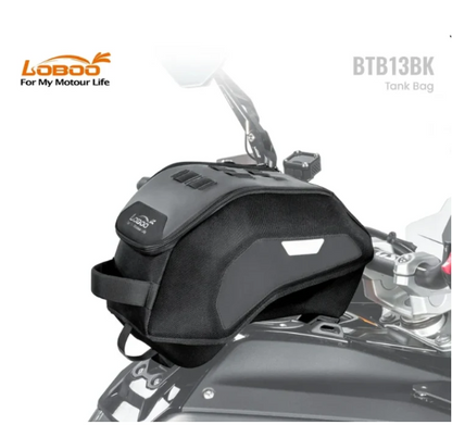 LOBOO BTB13BK Motorcycle Tank Bag With Anti-Theft Quick-Release System And Rain Cover,