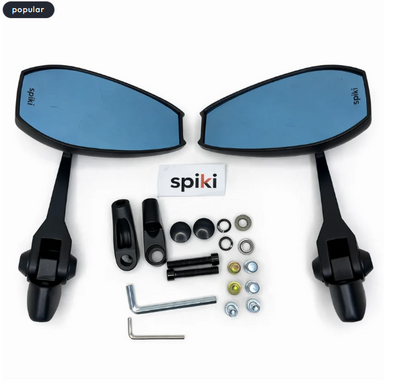 SPIKI Napoleon Ray Mirrors (Pair) | Anti-Glare Oval Mirrors With Short Stem | Anti-Shock | Universal Fit For Motorcycles & Scooters