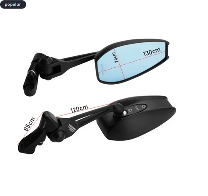 SPIKI Napoleon Ray Mirrors (Pair) | Anti-Glare Oval Mirrors With Short Stem | Anti-Shock | Universal Fit For Motorcycles & Scooters