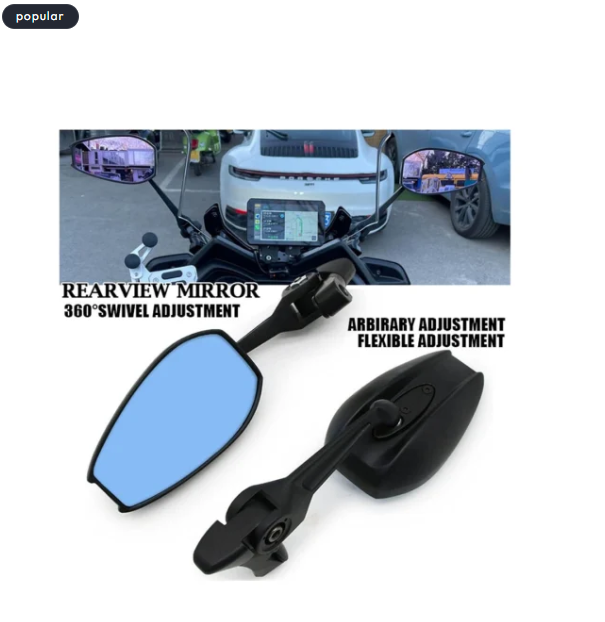 SPIKI Napoleon Ray Mirrors (Pair) | Anti-Glare Oval Mirrors With Short Stem | Anti-Shock | Universal Fit For Motorcycles & Scooters