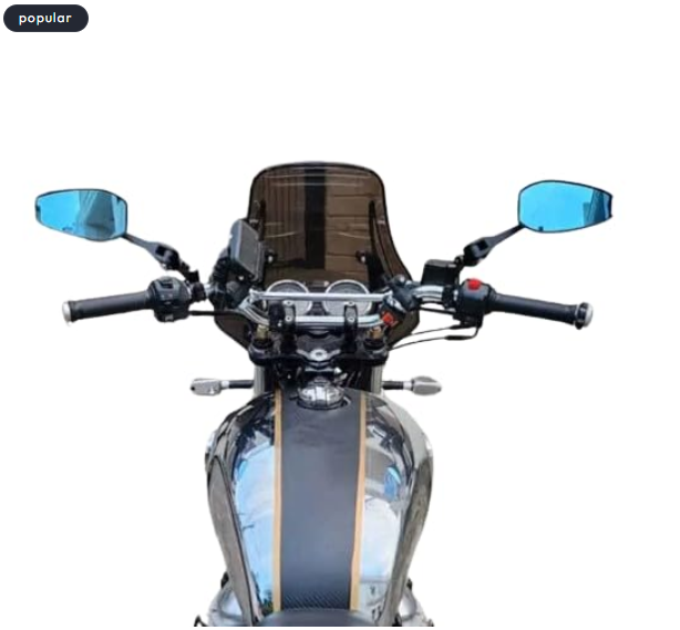 SPIKI Napoleon Ray Mirrors (Pair) | Anti-Glare Oval Mirrors With Short Stem | Anti-Shock | Universal Fit For Motorcycles & Scooters