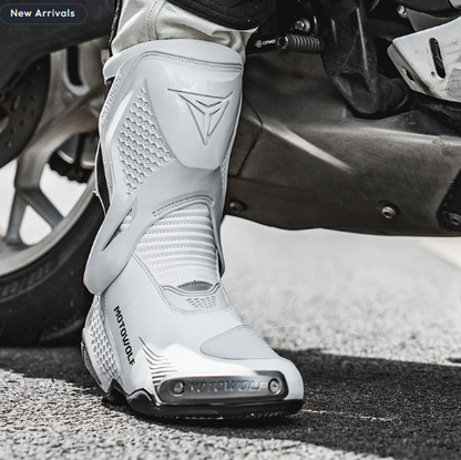 MOTOWOLF BO1 Racing Motorcycle Riding Boots For Unisex - White