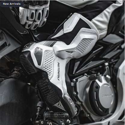 MOTOWOLF BO1 Racing Motorcycle Riding Boots For Unisex - White