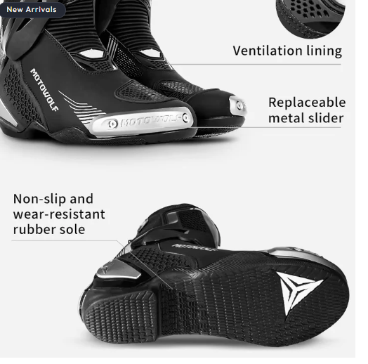 MOTOWOLF BO1 Racing Motorcycle Riding Boots For Unisex - White