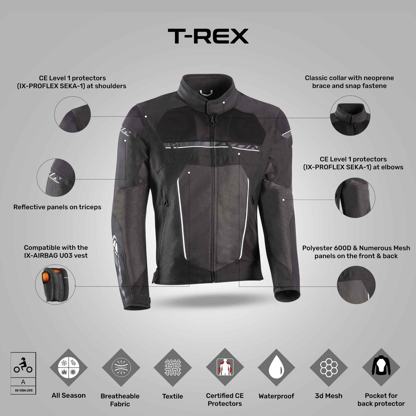 T-Rex Jacket - Black/Grey/White