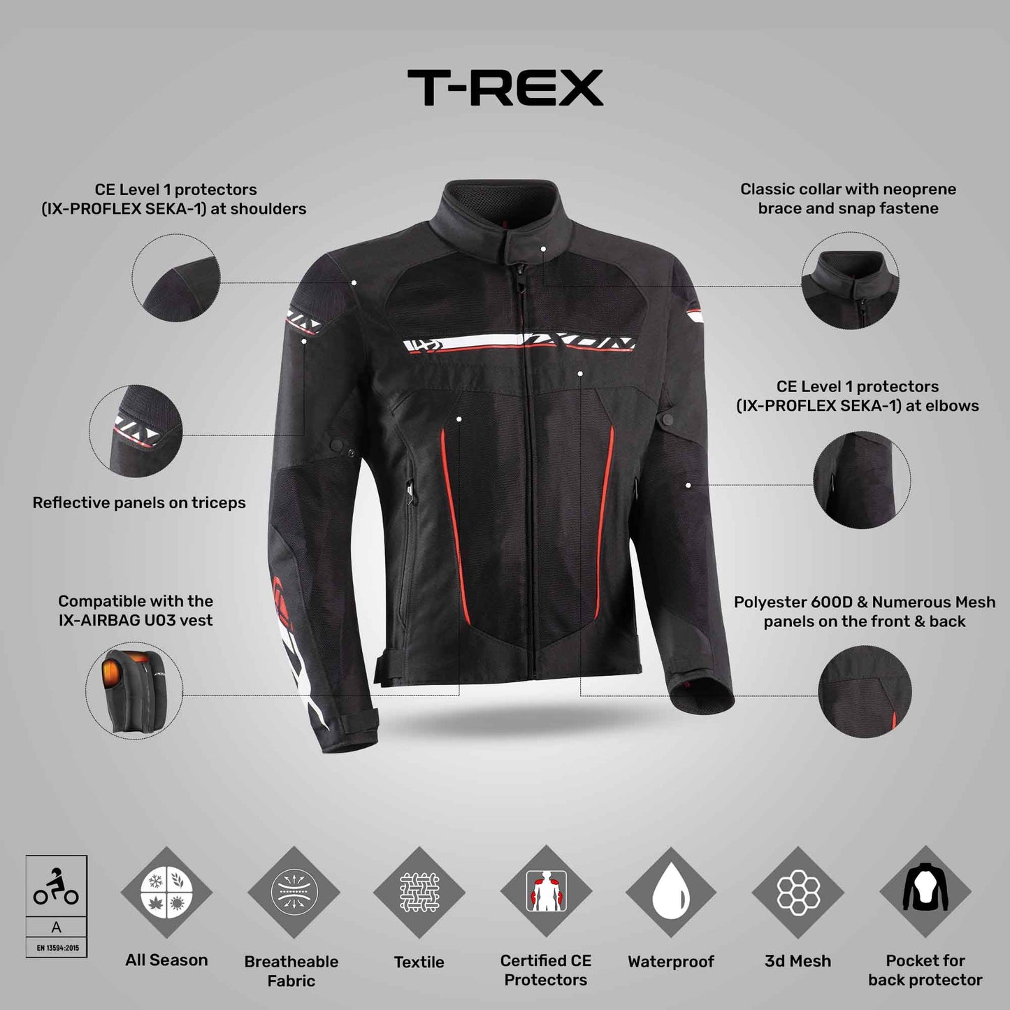 T-Rex Jacket - Black/White/Red
