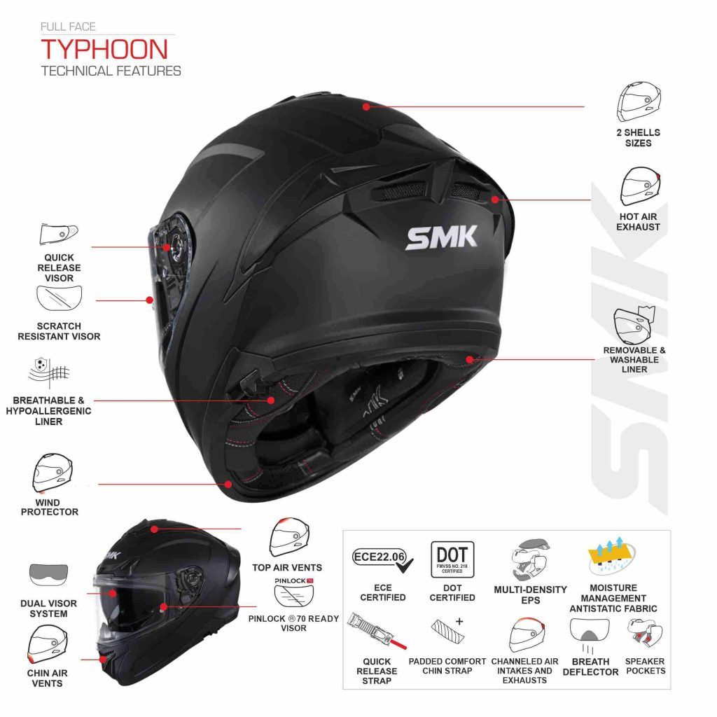 SMK TYPHOON STYLE GL136 WHITE RED