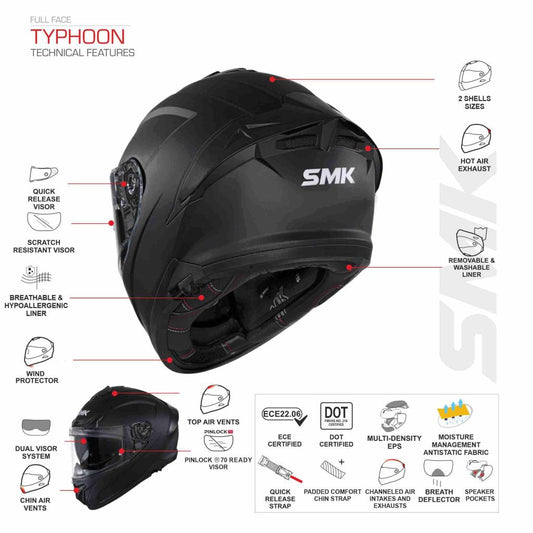 SMK TYPHOON STYLE GL136 WHITE RED