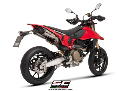 SC Project Exhaust S1 Titanium Dual Undertail with stoneguard Grid for Hypermotard 698 (2024-2025)