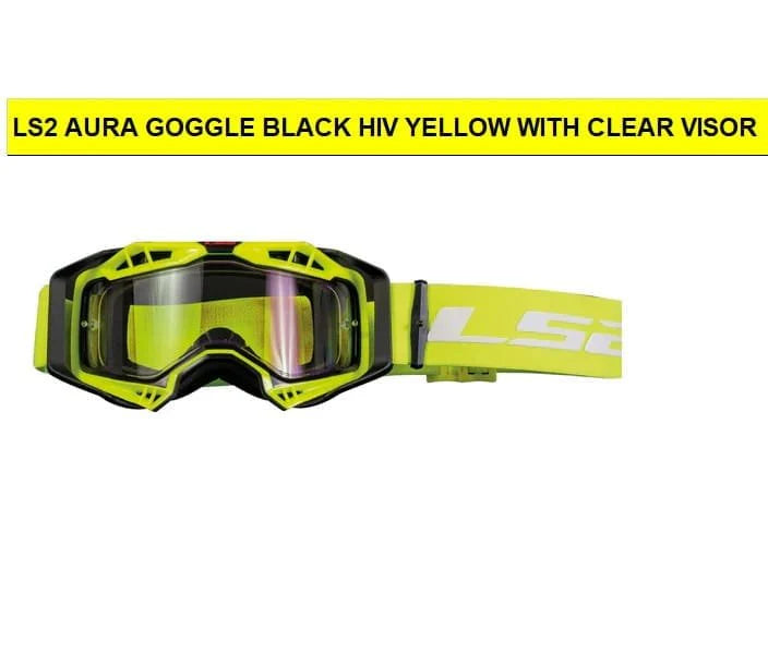GOGGLES AURA BLACK HIV YELLOW WITH CLEAR VISOR FREE SIZE