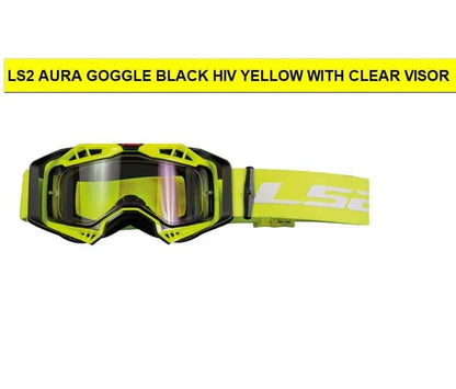 GOGGLES AURA BLACK HIV YELLOW WITH CLEAR VISOR FREE SIZE