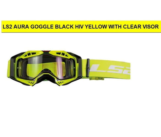 GOGGLES AURA BLACK HIV YELLOW WITH CLEAR VISOR FREE SIZE