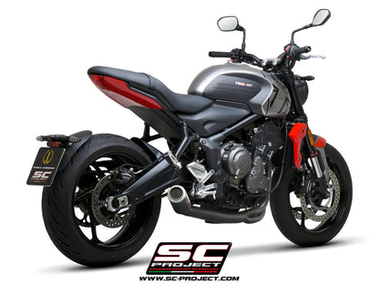 SC Project CR-T Carbon With Stoneguard Grid Full Exhaust System for Triumph Trident 660 (2021-22)