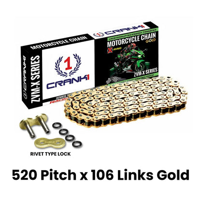 Chain For Ducati Scrambler Classic 800 (2015-2018) - 520 Pitch x 106 Links Gold (ZVMX)