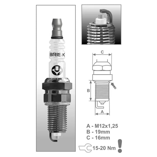 BRISK Silver Racing Spark Plug for Jeep Compass Multiair / Fiat Linea Turbo (T-Jet) – (BR10YS)