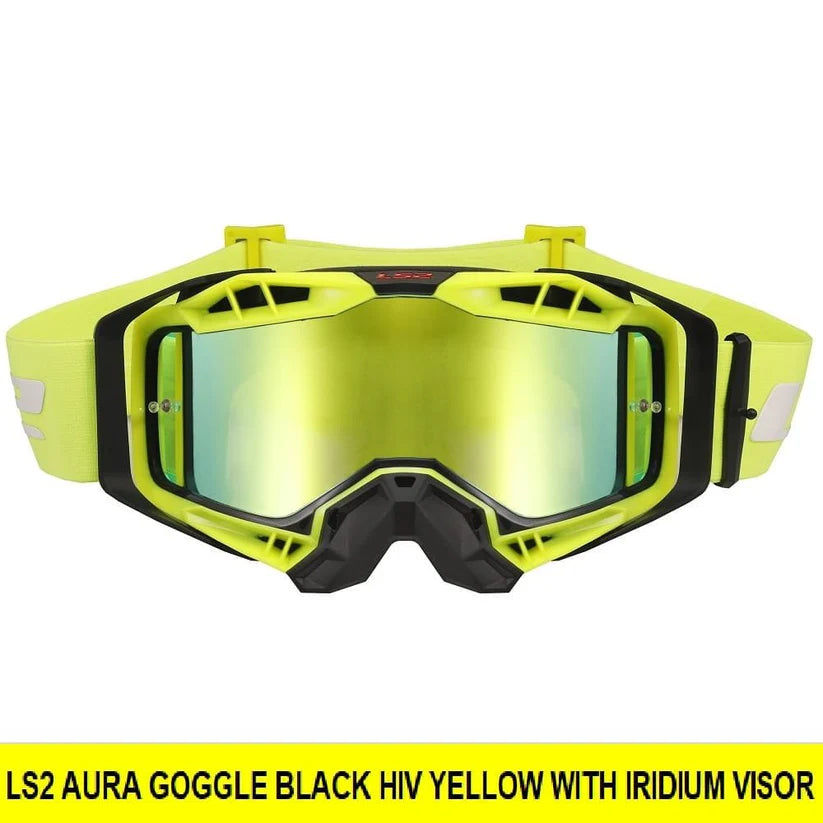 GOGGLES AURA PRO BLACK HIV YELLOW WITH IRIDIUM VISOR FREE SIZE
