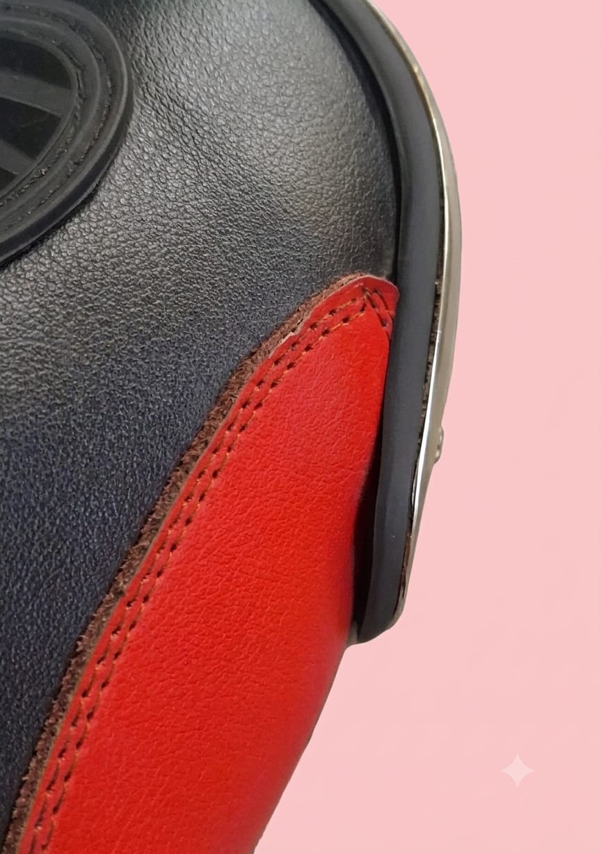 AXOR SLICKS RIDING BOOTS BLACK RED WHITE (TOE SLIDER MISALINGED)