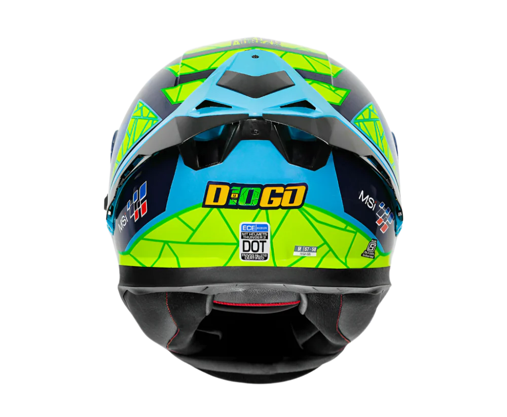 MT Thunder 3 SV Spoiler Diogo Moreira A7 Gloss Blue Yellow Helmet