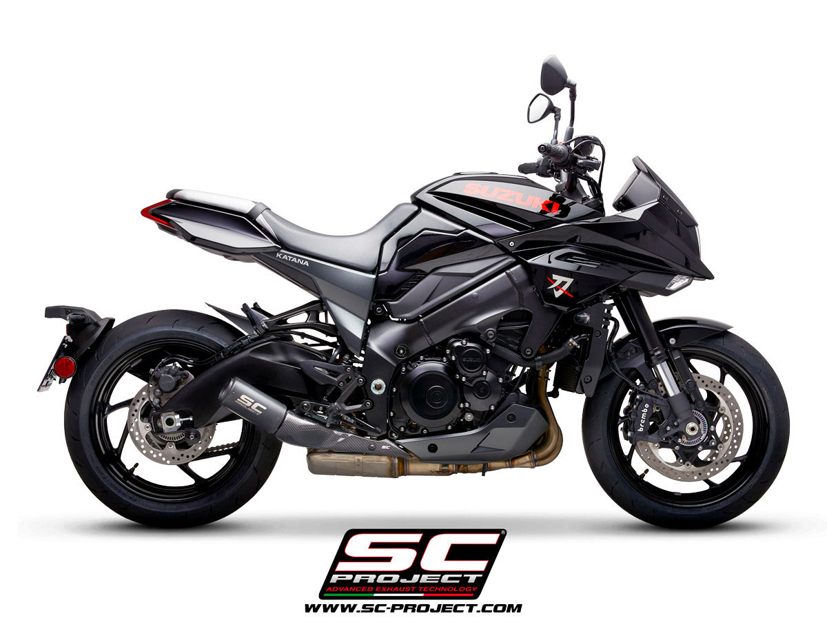 SC PROJECT CR-T Carbon MUFFLER, WITH MESH ON EXIT PIPE FOR SUZUKI KATANA (2019-2020)