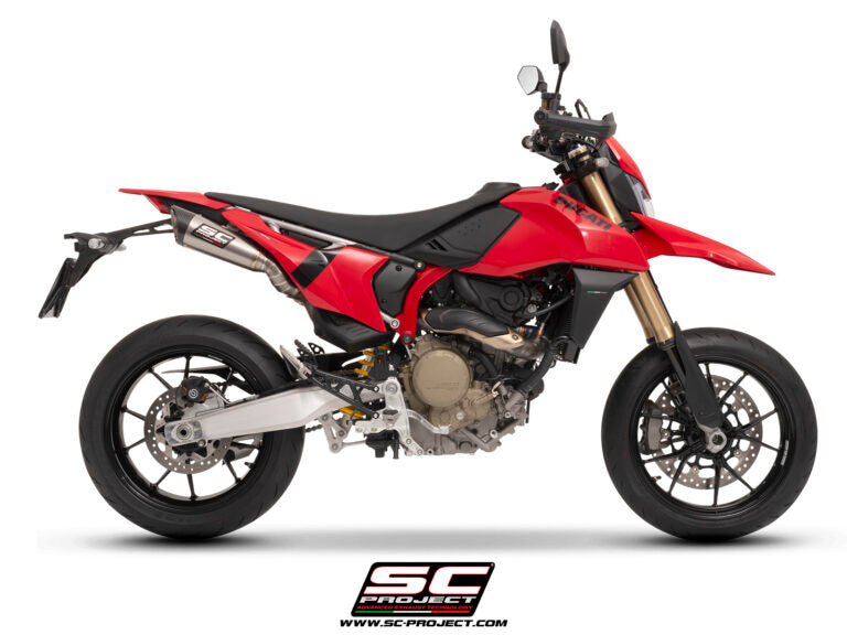 SC Project Exhaust S1 Titanium Dual Undertail with stoneguard Grid for Hypermotard 698 (2024-2025)