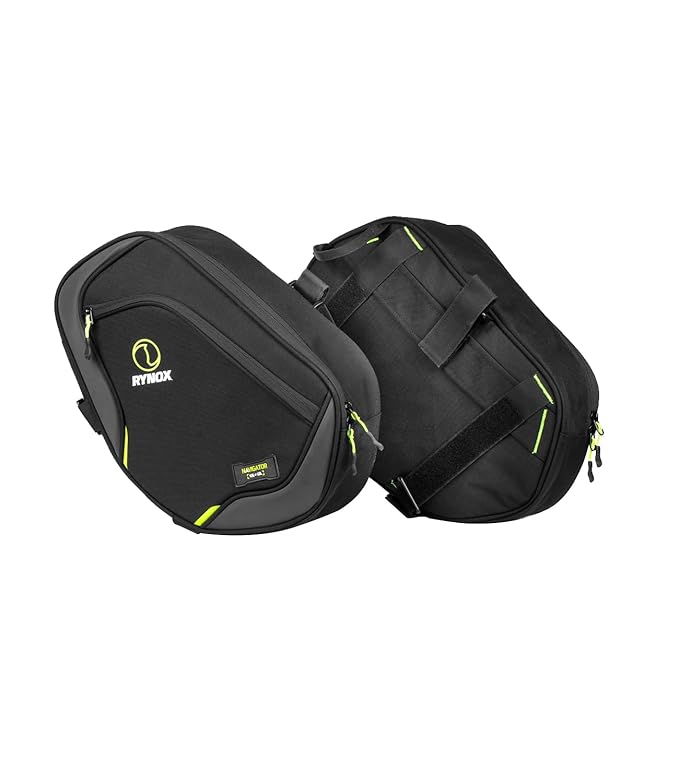 Rynox Navigator Frame Bags 24L | Durable Polyester Fabric | Genuine YKK Plastic Fittings | for Royal Enfield Himalayan 450 - Black